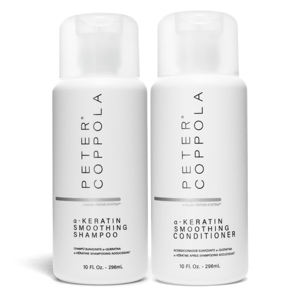 Peter Coppola a-Keratin smoothing shampoo bottle with argan oil for frizz control