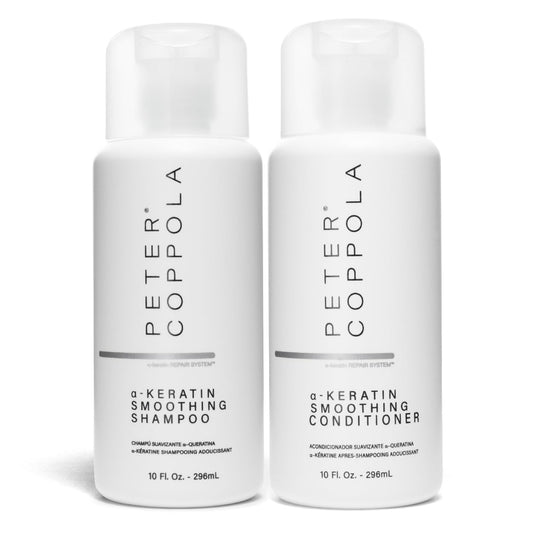 Peter Coppola a-Keratin smoothing shampoo bottle with argan oil for frizz control