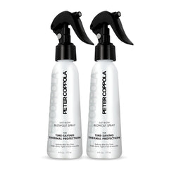 Peter Coppola Just Blow spray bottle for heat protection before styling.