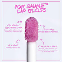 Petite N Pretty Best in Bling lip gloss with high-shine finish on lips.