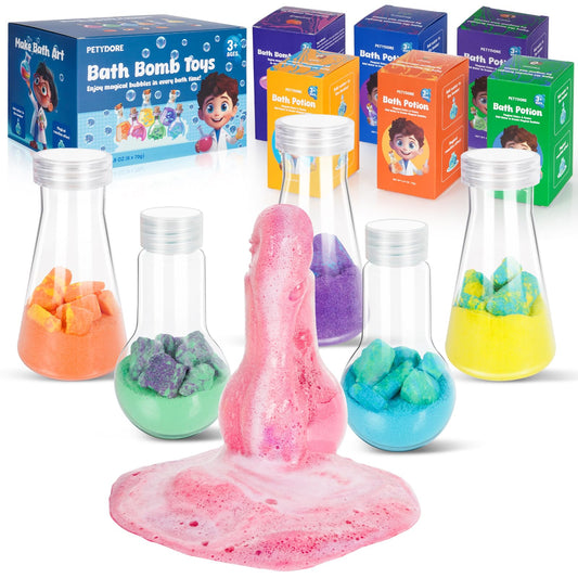 Petydore bath potion bubbles eruption in tub for a vivid, fizzy bath experience.
