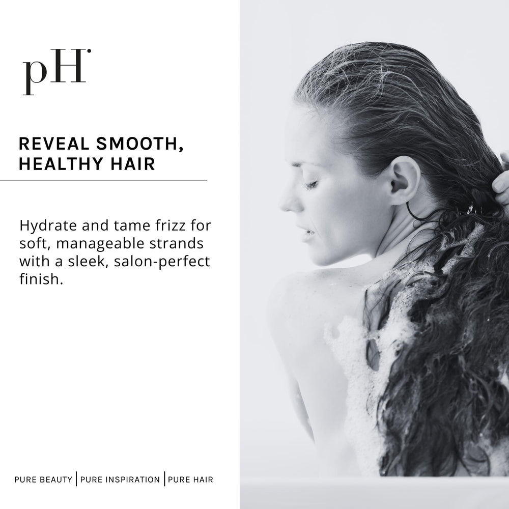 pH PURE HAIR smoothing duo texture close-up highlighting frizz control