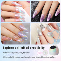 PHAIN cordless USB charging enables portable nail curing.