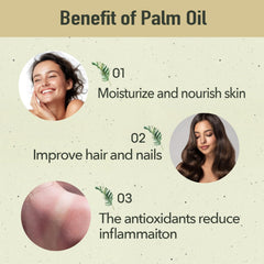 Phamark Corojo palm oil packaging highlights usage tips and product details.