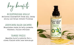 PHARM TO TABLE Tea Tree Hair Oil packaging highlighting natural ingredients.