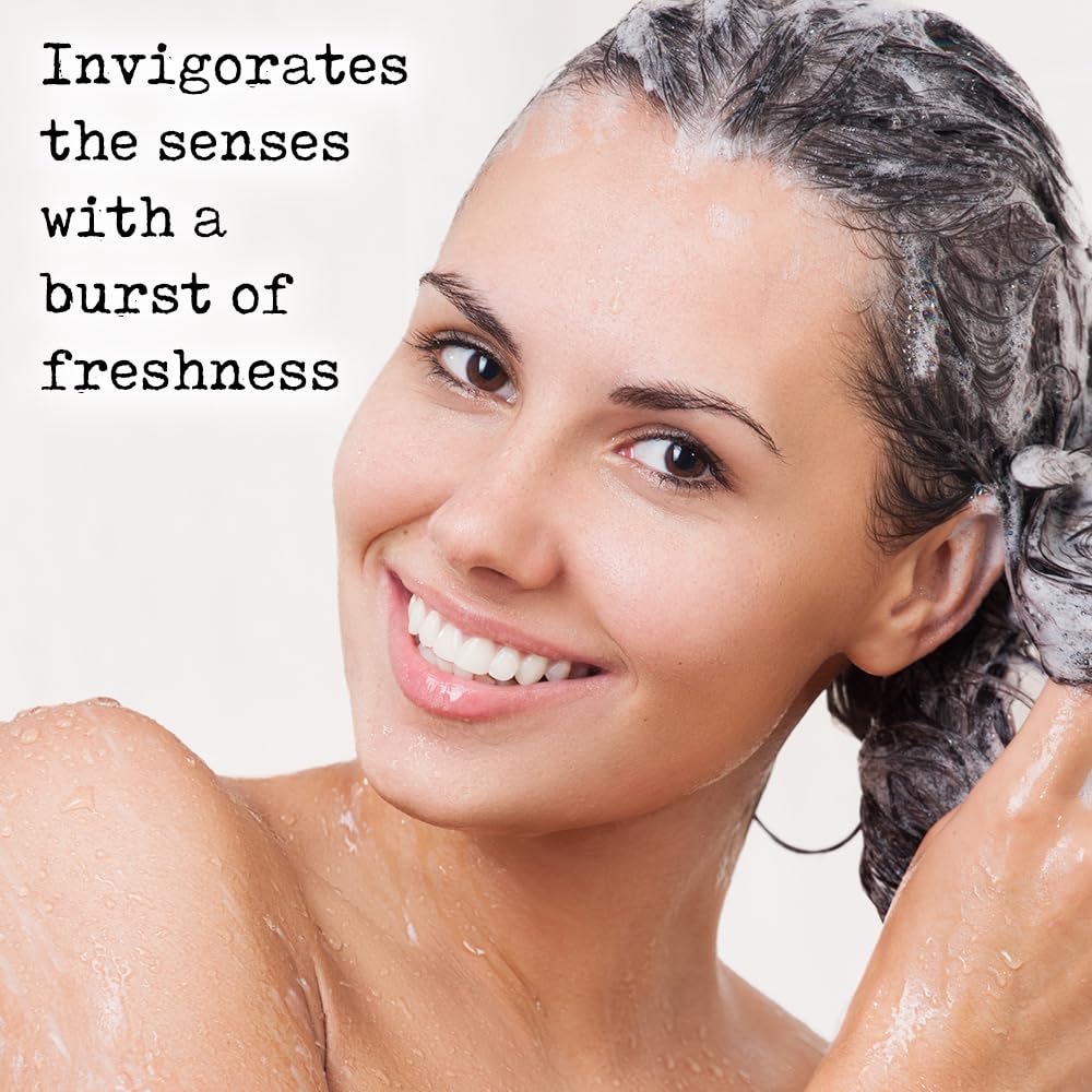 PHARM TO TABLE Tea Tree Shampoo aroma visual emphasizes invigorating mint and scent.