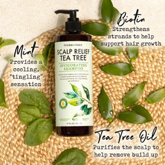 PHARM TO TABLE Tea Tree Shampoo lather showing thorough clean with sulfate-free formula.