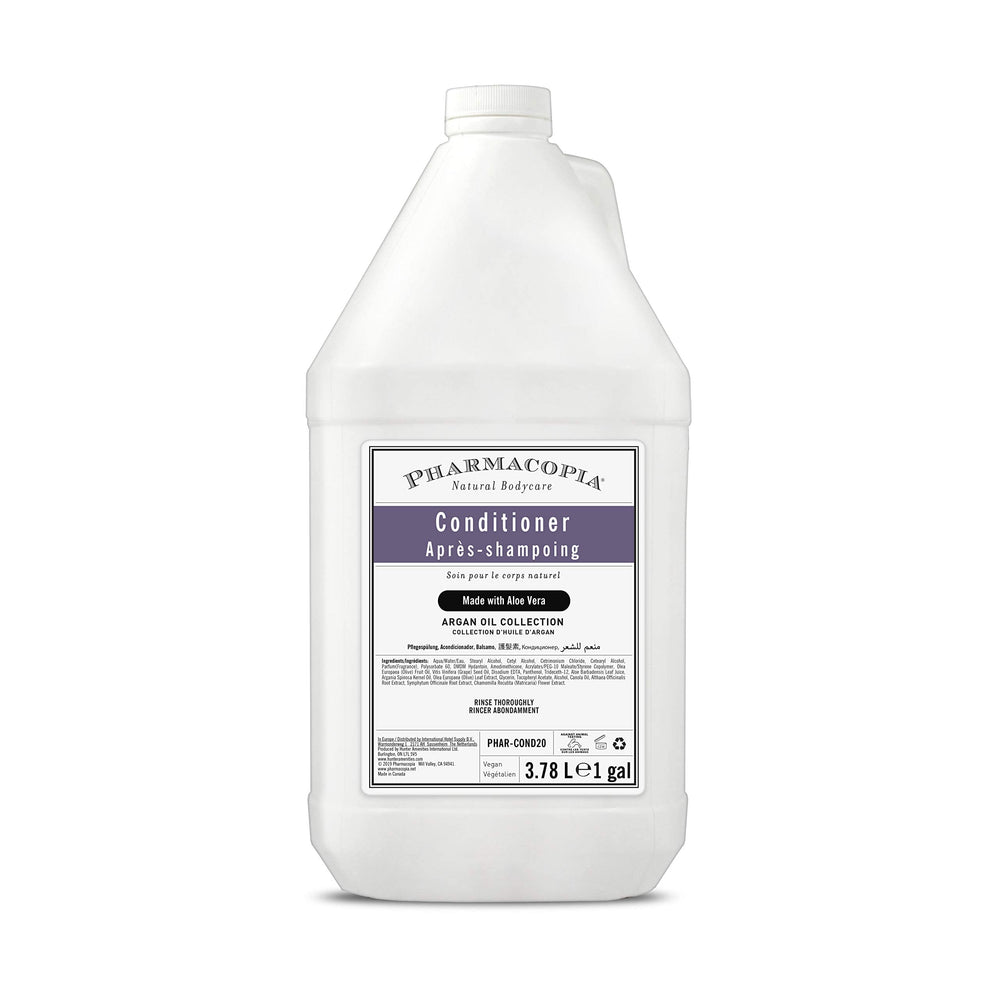 Pharmacopia Hotel Argan Oil Conditioner bottle highlights rich hydration for dry hair.