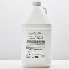 Pharmacopia Hotel Verbena gallon size, cost-saving refill option for bathrooms.