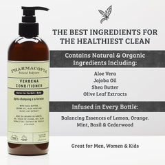 Pharmacopia Verbena Conditioner pump bottle shows lightweight formula ideal daily use.
