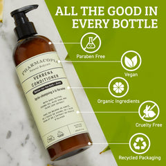 Pharmacopia Verbena Conditioner ingredients like shea butter and aloe vera benefiting.