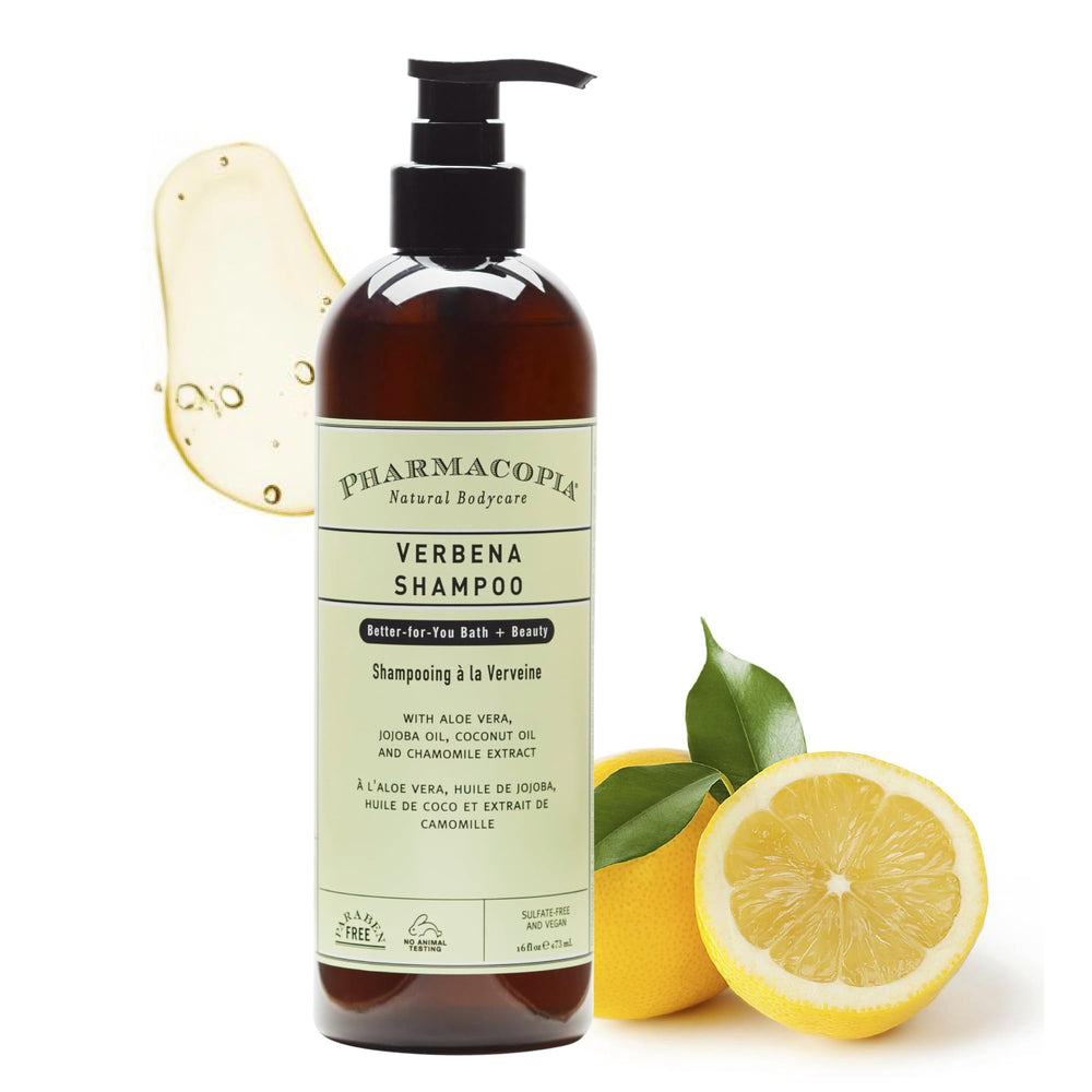 Pharmacopia Verbena Shampoo bottle front showing sustainable packaging for daily use