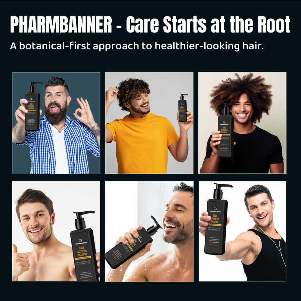 PHARMBANNER daily-use hair care scene demonstrates a thrice-weekly routine.