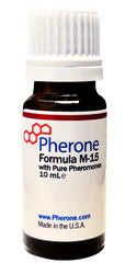 Pherone Formula M-15 bottle close-up highlighting premium pheromone blend for confident appeal