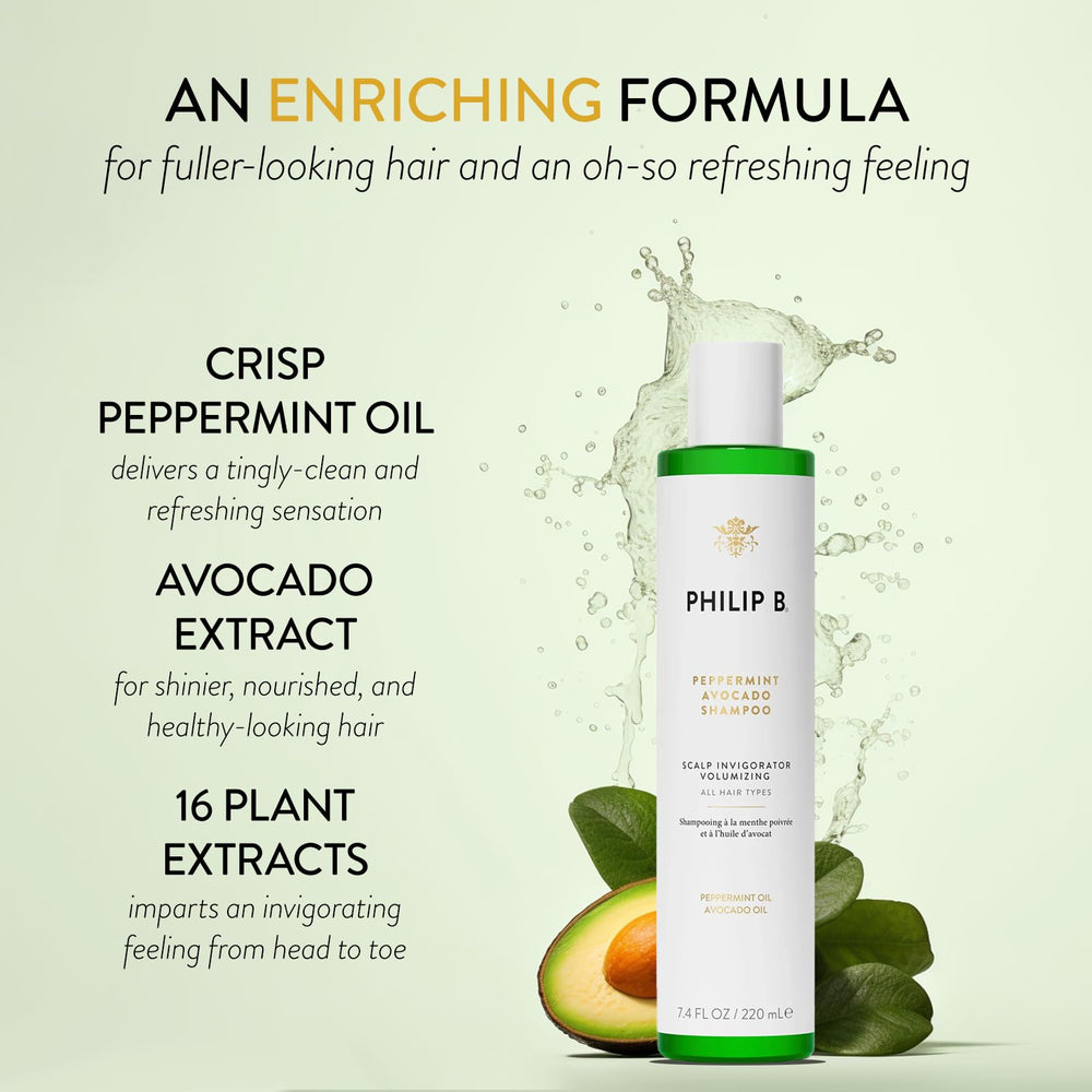 PHILIP B Peppermint Avocado Kit on display for a complete routine.