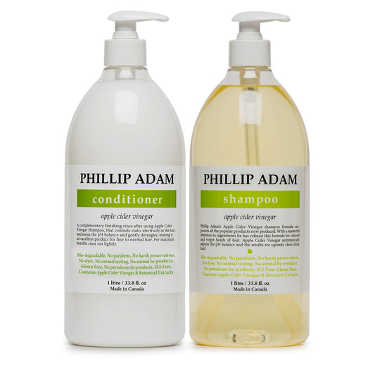 Phillip Adam Apple Cider Vinegar Shampoo bottle highlighting gentle cleansing for all hair types