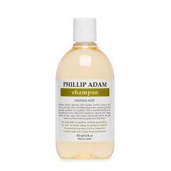 Phillip Adam Rosemary Mint Shampoo bottle shows label for refreshed scalp and shine.