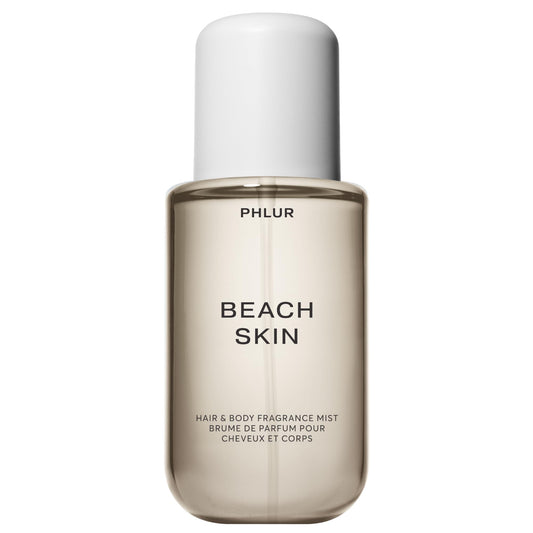 PHLUR Beach Skin Body Mist bottle front highlights sun-kissed florals and versatile scent.