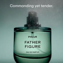 PHLUR Father Figure bottle close-up cap highlights magnetic ceramic lid for premium packaging.
