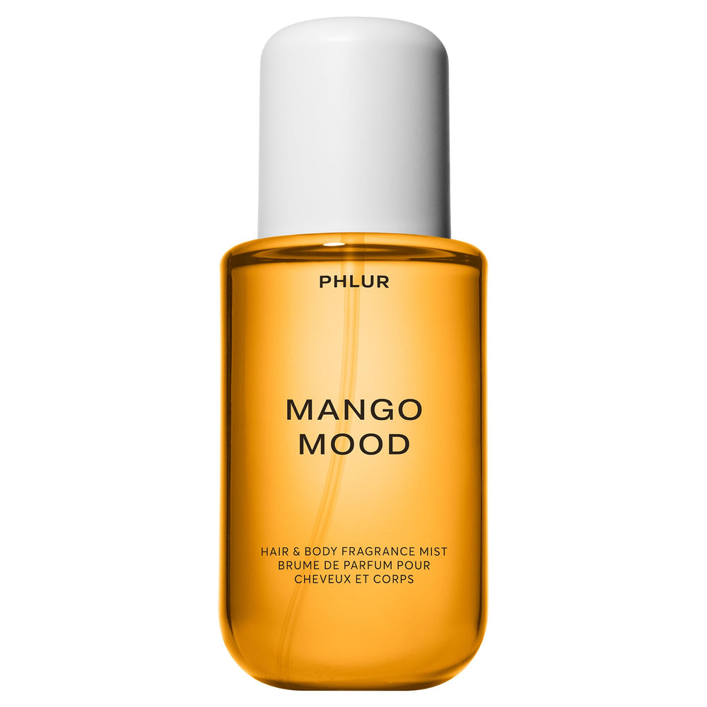 PHLUR Mango Mood bottle front view, ideal for daily hair and body fragrance.