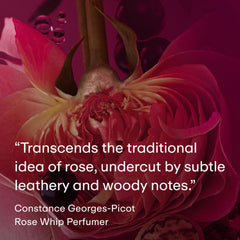 PHLUR Rose Whip packaging close-up showcases glass and lid.