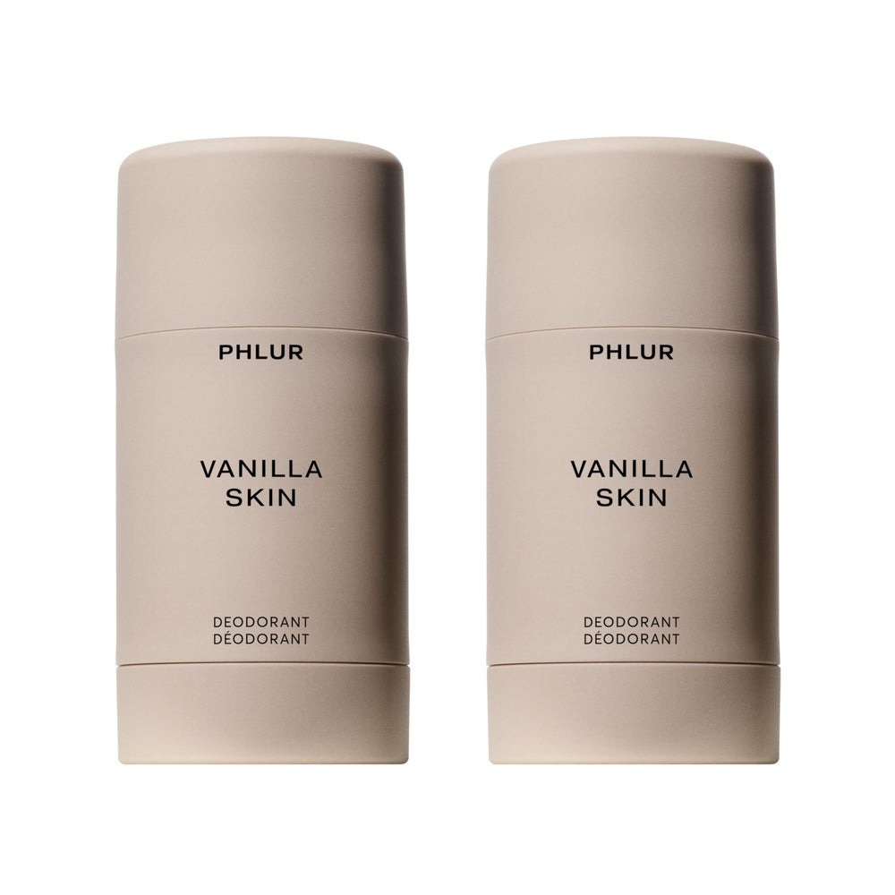 PHLUR Vanilla Skin Deodorant Duo front view packaging for daily freshness.