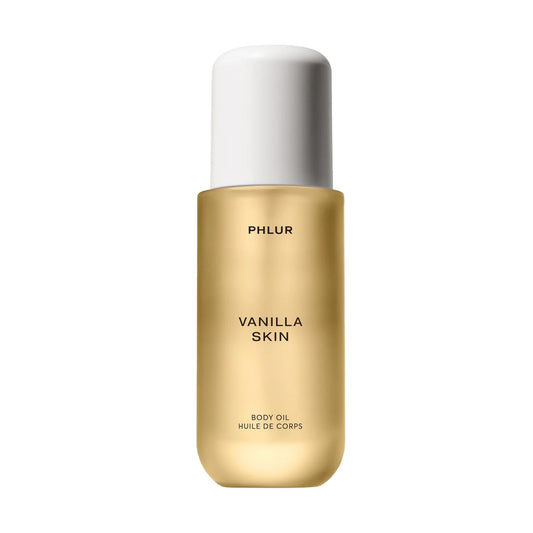 PHLUR Vanilla Skin Oil bottle highlighting rich texture for daily nourishment.