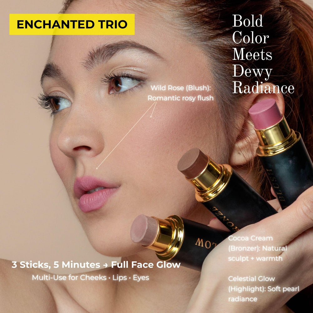 Phoenix Beauty Wild Rose blush builds from natural to glam mauve flush