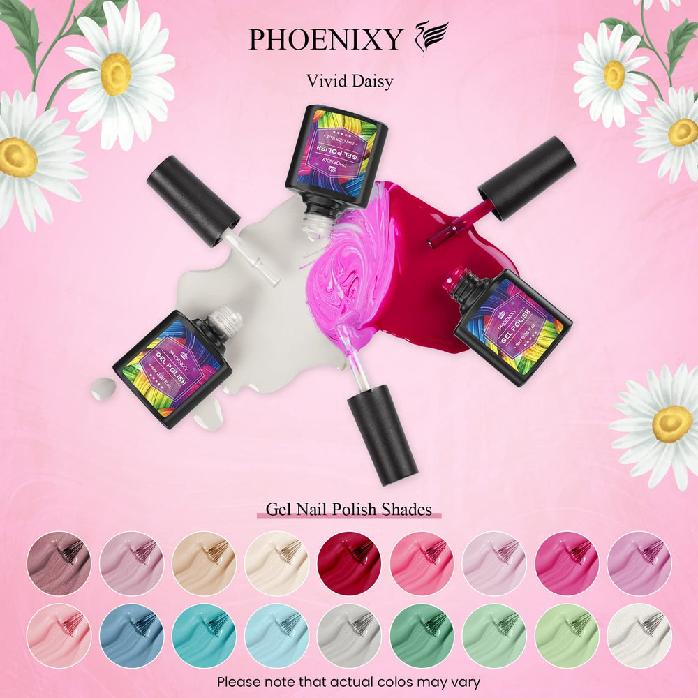 Phoenixy 36-piece color gel polishes for versatile manicures.