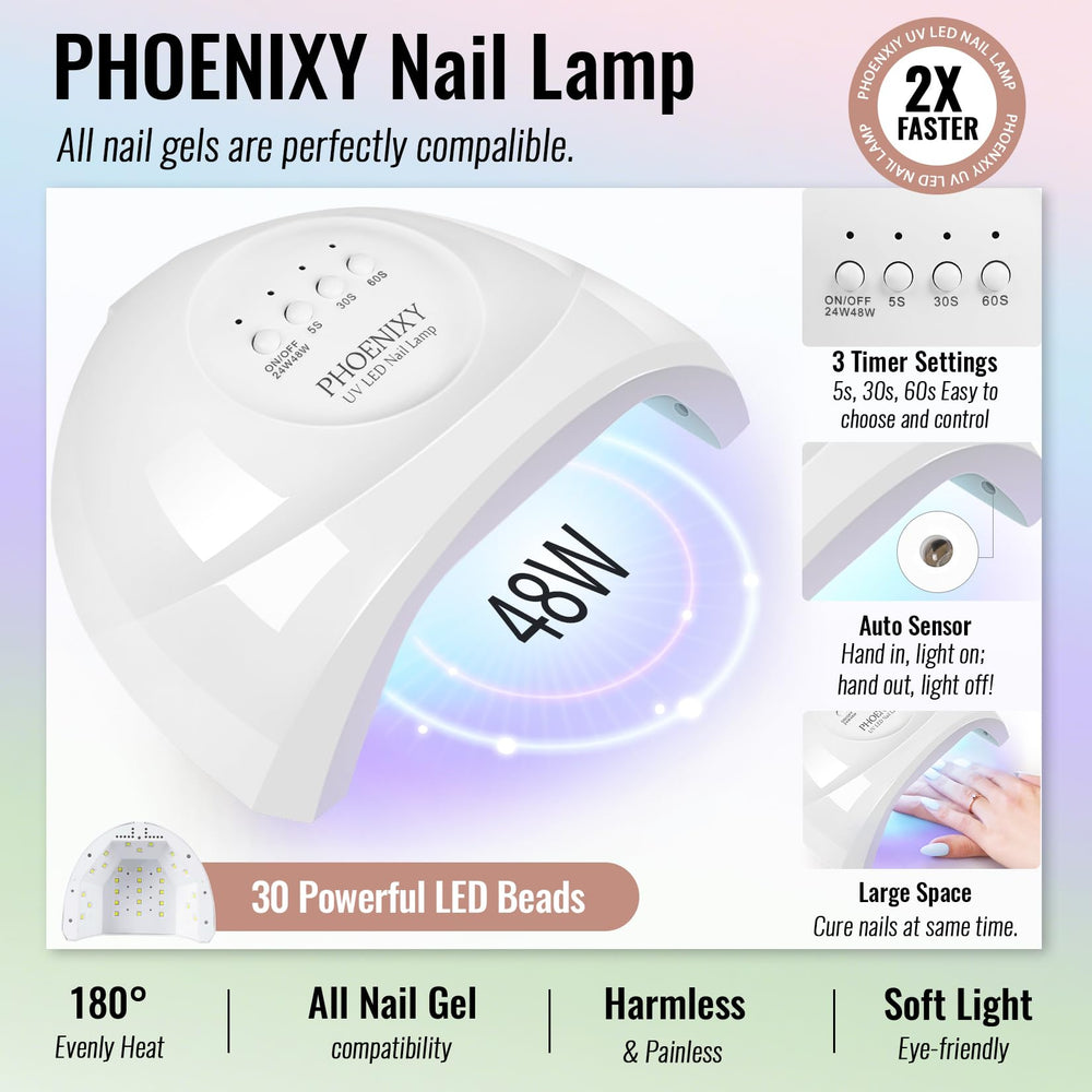 Phoenixy 45-color gel polish set with broad shade range