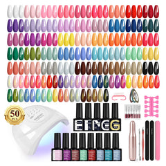 Phoenixy 63-pcs gel nail kit with UV light drill for versatile at-home nails.