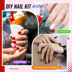 Phoenixy included nail decorations and manicure tools for creativity