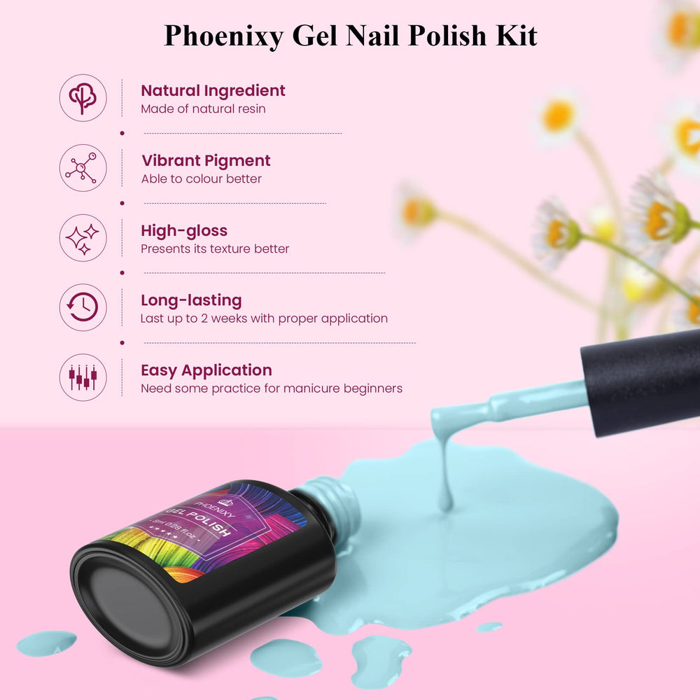 Phoenixy top coat 8ml for a glossy finish.