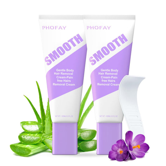PHOFAY Hair Removal Cream packaging highlights travel-size design for sensitive skin.