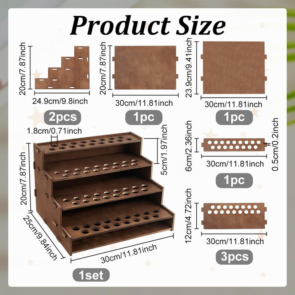 PH PandaHall 4-tier wooden oil display emphasizing organized shelving.