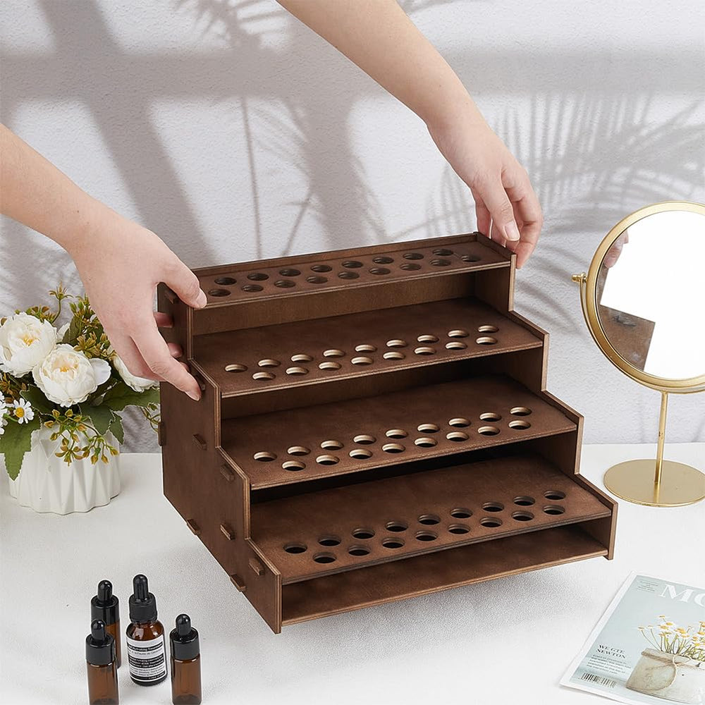 PH PandaHall table-top oil stand in coconut brown on counter.