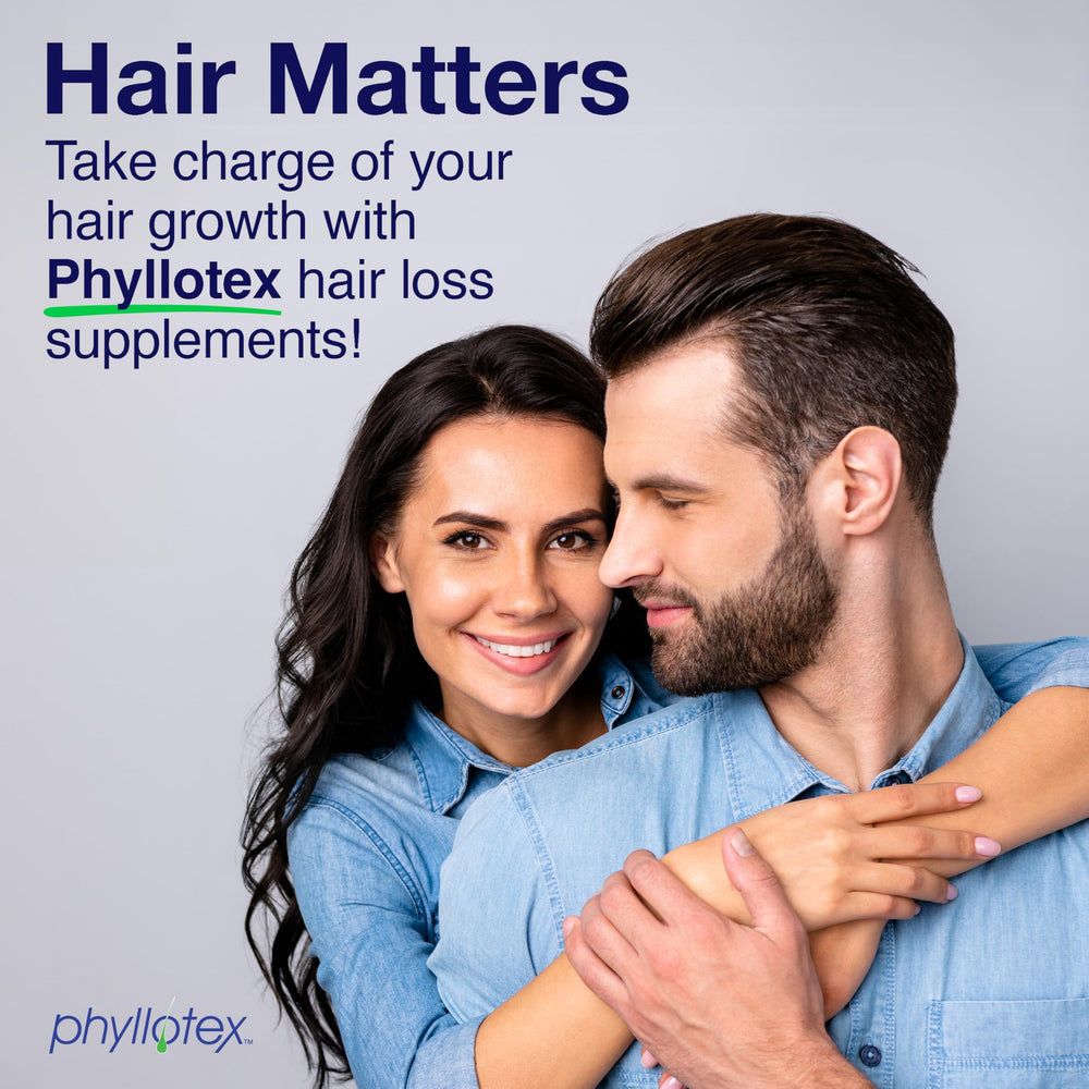Phyllotex daily pills capsules close-up highlighting herbal formula for natural hair support