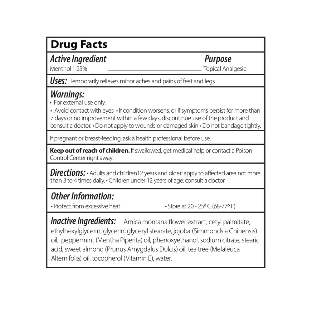 PhysAssist foot cream ingredients-label close-up prioritizes natural oils and extracts.