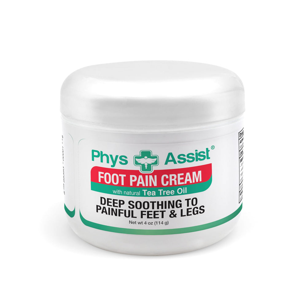 PhysAssist foot cream jar showing a compact moisturizing formula for daily foot care.