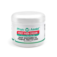 PhysAssist foot cream jar showing a compact moisturizing formula for daily foot care.