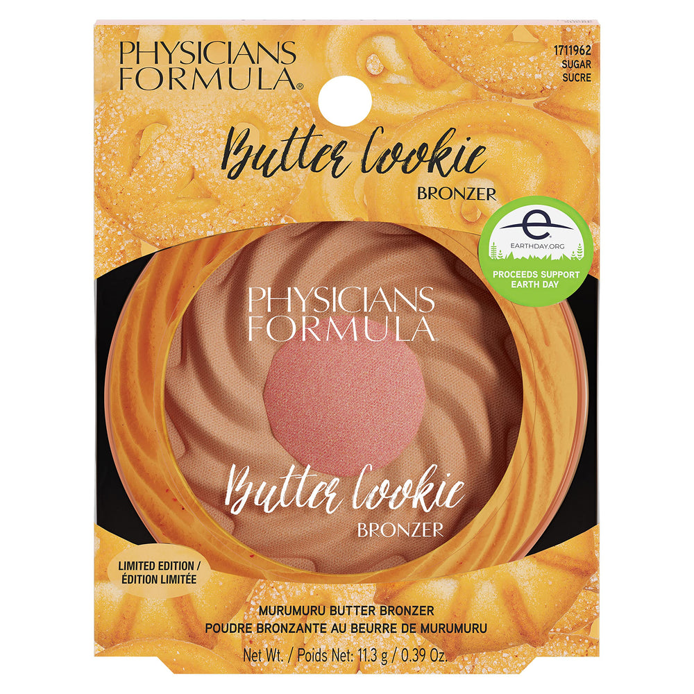 Physicians Formula Murumuru Butter Bronzer sugar packaging visible in the case.