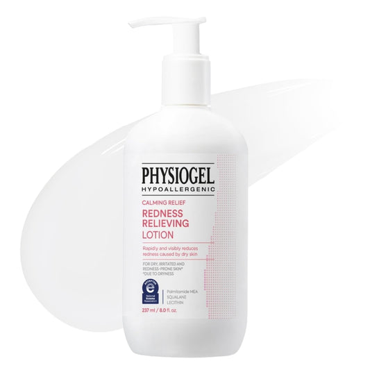 Physiogel Calming Relief lotion bottle front for soothing dry, sensitive skin.