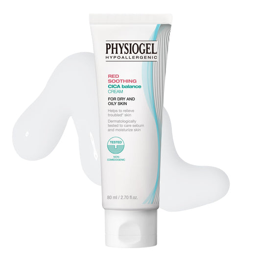 Physiogel Moisturizer Cream bottle pour, lightweight hydration for sensitive skin.
