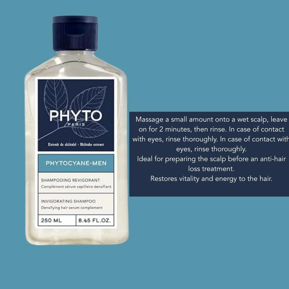 PHYTO Phytocyane Men ingredients panel highlights shiitake and rosemary