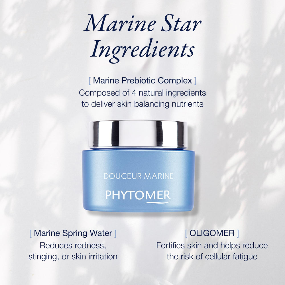 Phytomer Douceur Marine ingredients bottle emphasizes probiotic marine components