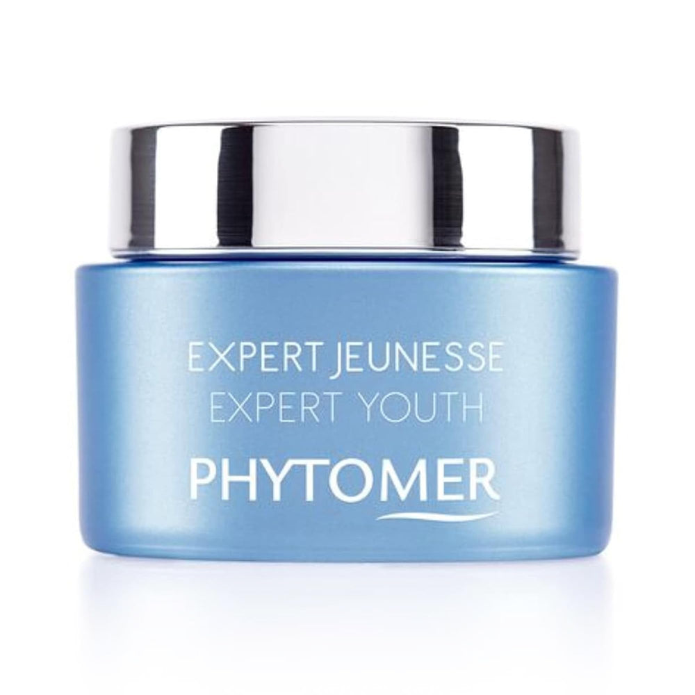 Phytomer Expert Youth Wrinkle Cream jar showing a rich, smooth texture for wrinkle smoothing