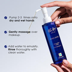 Pier Auge Cleansing Oil application on hand demonstrates easy makeup removal.