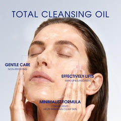 Pier Auge Cleansing Oil label close-up highlights botanical skincare promise.
