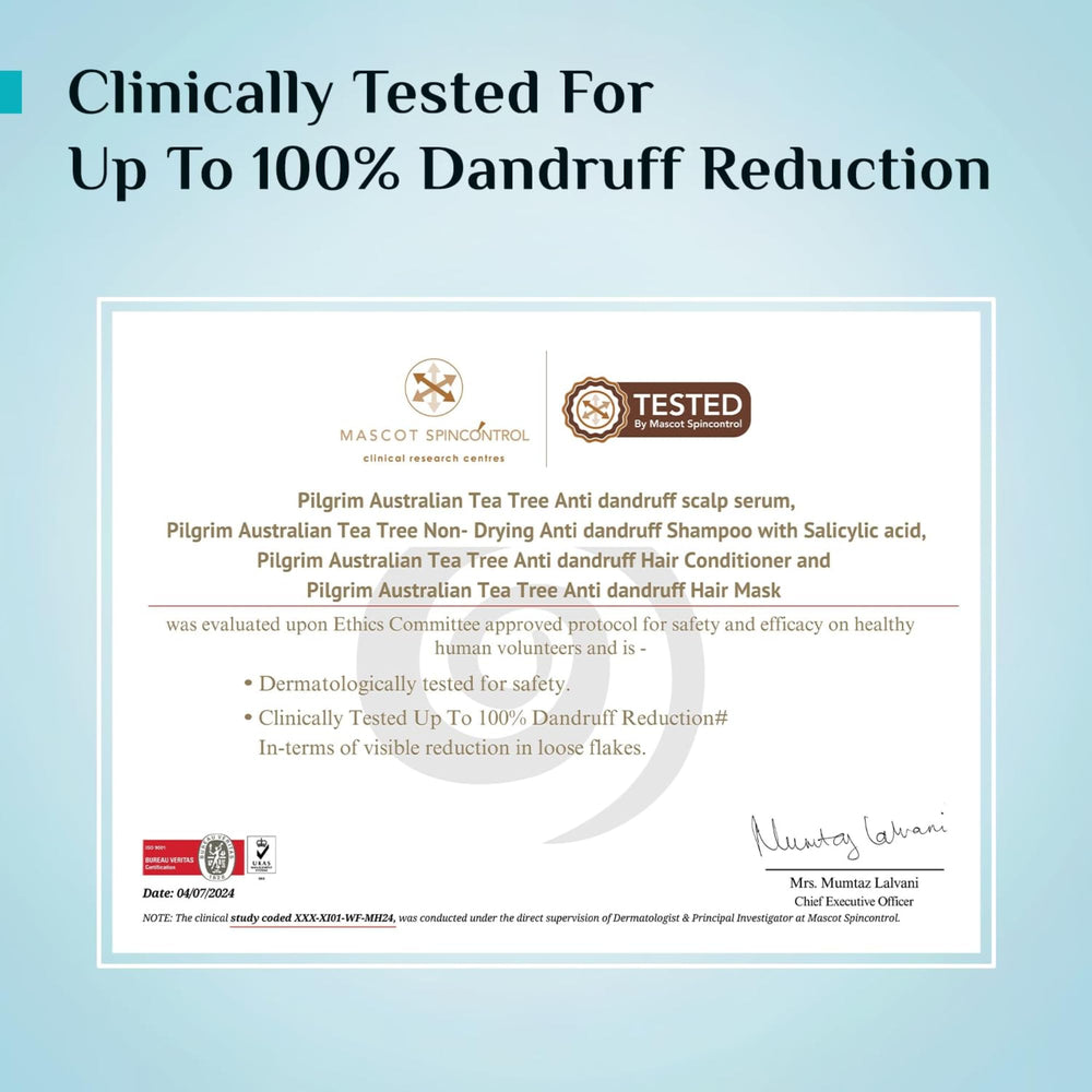 Pilgrim Anti-Dandruff Shampoo visibly reduces flakes in daily routine.