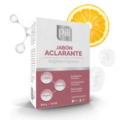Pili Natural brightening soap exterior promotes premium skincare routine.